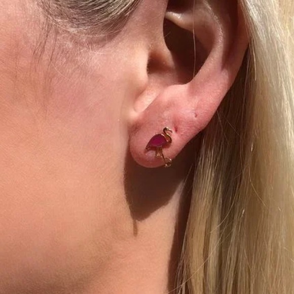 Sophie Harper flamingo enamel studs - Picture 2 of 3